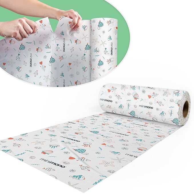 Baby Splat Mat for Under High Chair - 10 Pcs Disposable and Waterproof Splash Mats - 40"x47" Multipurpose Activity Mat for Picnic, Arts and Crafts - Baby Led Weaning Supplies (Sea Animals)