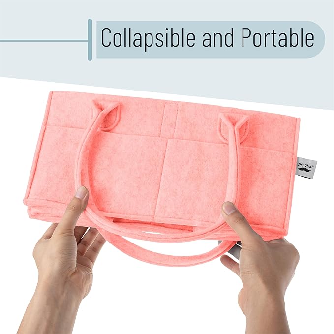 Mr. Pen- Baby Diaper Caddy Organizer, 2 Pack, Pink, Baby Caddy Organizer with Handle, Compact Size, Collapsible & Portable