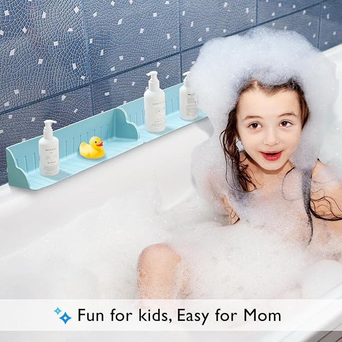 2 PCS Bath Splash Guard for Tub Kids, Guard Splash for Tub, Bathtub Splash Guard for Kids, Silicone Bath Guard Splash, Bathtub Toy Holder With 4 Strong Suction Cups