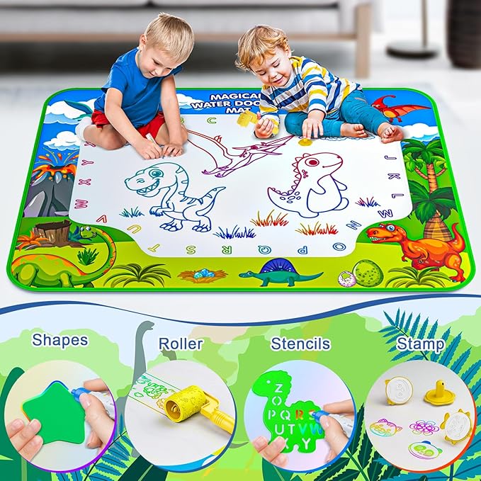 Water Doodle Mat for Kids 32x40 Inch, Mess Free Coloring Mat Educational Toy for 3 4 5 6 7 8 Years Old Girls & Boys, Neon Color Mat Doodle Board Writing Drawing Toys Holiday Christmas Birthday Gifts