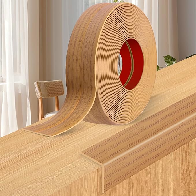 Wall Corner Protector Moulding Trim Peel and Stick Wall Corner Guards Trim Flexible Self Adhesive Edge Protector Moulding, 0.8 in x 20 Ft, Light Brown Wood