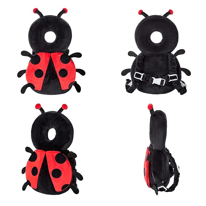 Baby Head Back Protector Backpack Toddler Safety Protector Cushion Pad Soft, Adjustable and Lightweight Design for Safe Walking and Crawling Toddlers Girls and Boys(Ladybug)