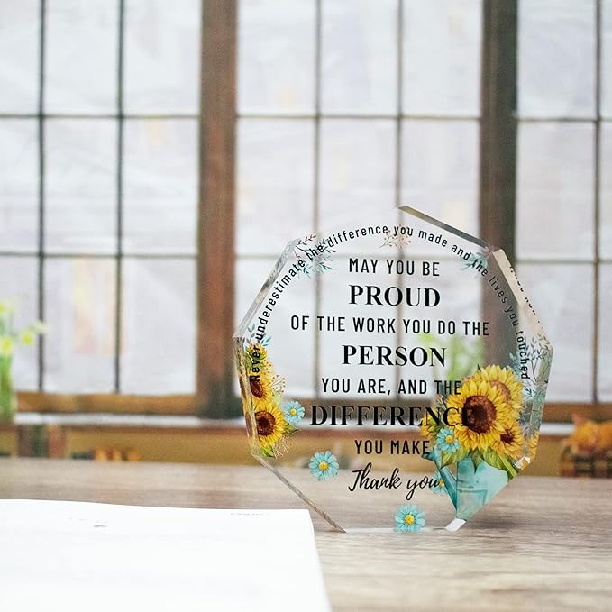 Thank You Gifts for Coworker Women, Teacher Appreciation Gifts, Retirement Goodbye Farewell Gift, Administrative Professional Day Gifts, Inspirational Acrylic Decorative Sign
