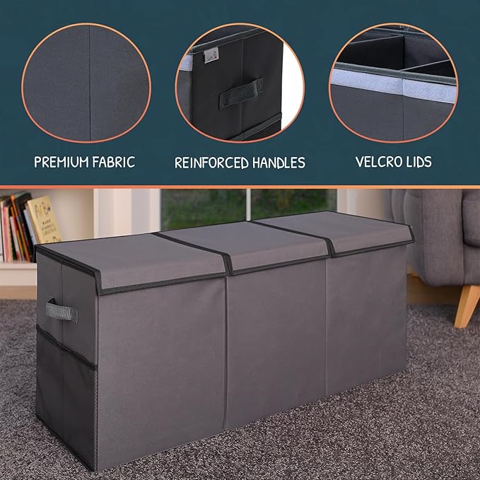 SoftOwl Extra Large Toy Storage Organizer with Lid - Sturdy, Collapsible Toy Chest Storage Box Design - Toys Bin with Dividers for Kids, Nursery, Bedroom, Playroom 37"x16"x14"