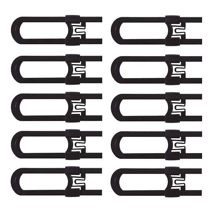 Sliding Cabinet Locks Baby Proofing – Adjustable Child Safety Latches for Knobs & Handles – 10 Pack – No Adhesive Drilling or Tools - Brown