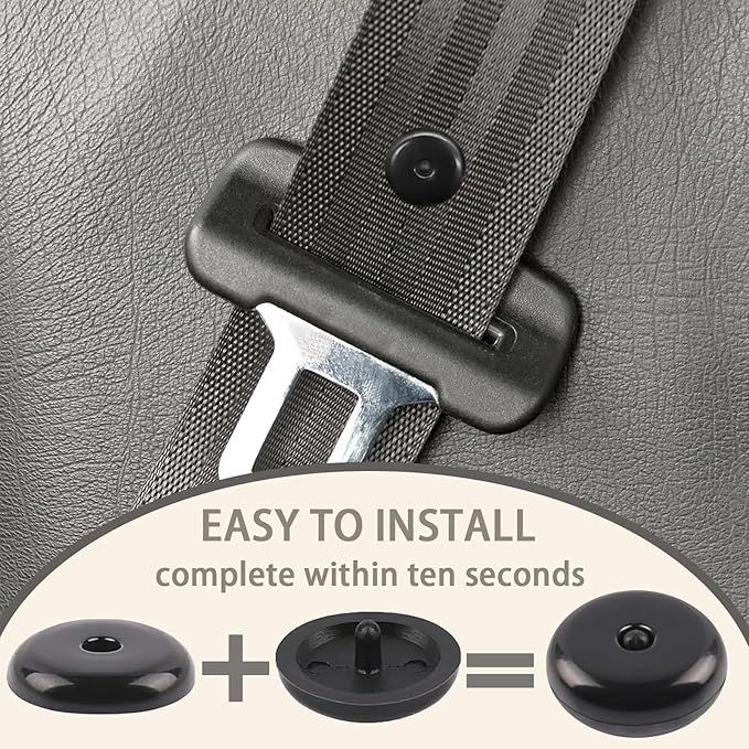 5 Sets Universal Seatbelt Stopper Kit, Snap-on Seat Belt Button Stopper Plastic Seatbelt Buckle Stopper Button Prevent Seatbelt Clip from Sliding Down No Welding Required(Black)