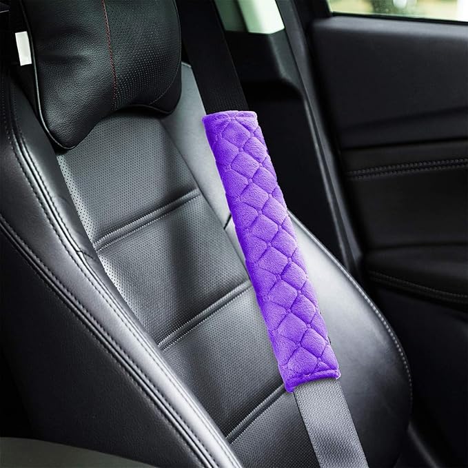 Tatuo 4 Pack Seat Belt Cover Extra Long Seat Belt Pads for Car Soft Comfort Shoulder Strap Covers Harness Pads Helps Protect Your Neck and Shoulder(10.6 Inch,Purple)