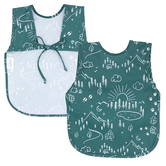 BapronBaby Pine Forest Bapron - No Neck Tie Safer Bib for Baby & Toddler - Soft Waterproof Stain Resistant - Machine Washable - Sz Baby/Toddler 6m-3T
