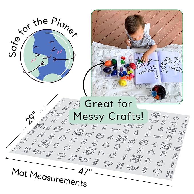 60 Pack | Disposable Splat Mats | THEO'S MATS | Highchair Splat Mat for Floor | Baby Led Weaning Supplies | Biodegradable (THEO001)