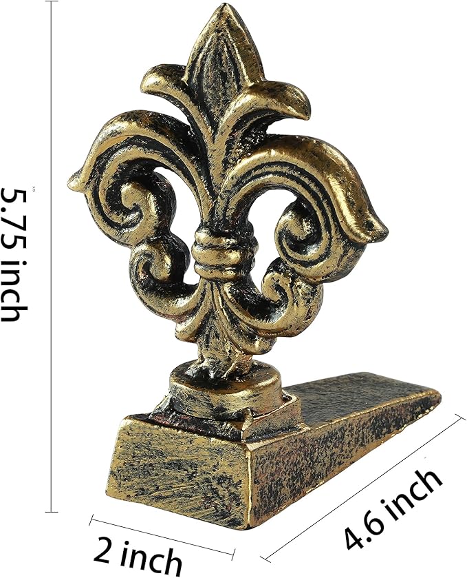 Door Stoppers for Bottom of Door Cast Iron Decorative Door Stop Wedge Doorstops (Antique Gold)