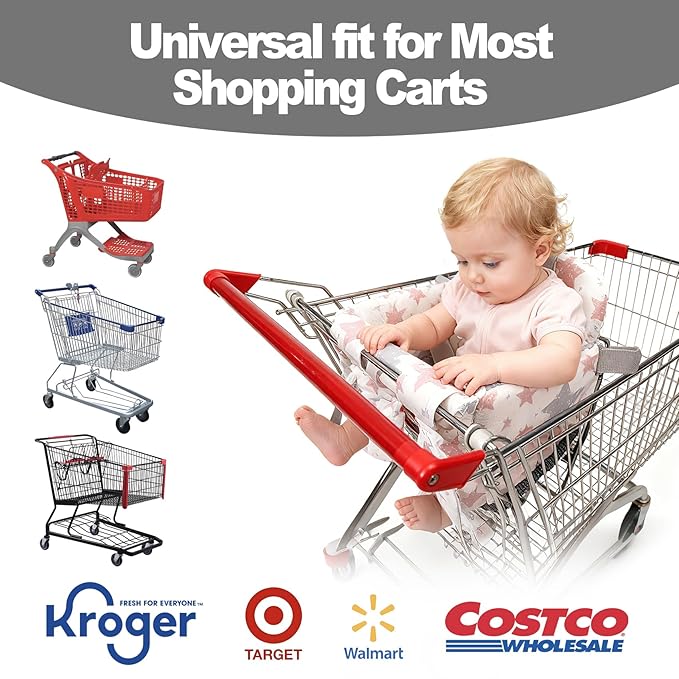 Padded Shopping Cart Cover for Baby Boy & Girl, High Chair Cover for Restaurant Seat, Machine Washable Infant Toddler Buggy Seat Cover (Star)