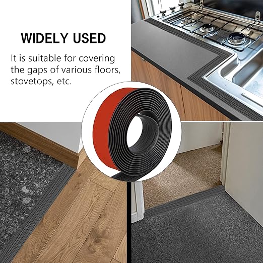 3.3Ft Floor Transition Strip Self Adhesive Vinyl Cover Floor Strip Flat Divider Transition Strip Wood Grain Design for Laminate Floor Gaps and Doorway Transitions (3.3Ft x 1.57 Inch, Gray)
