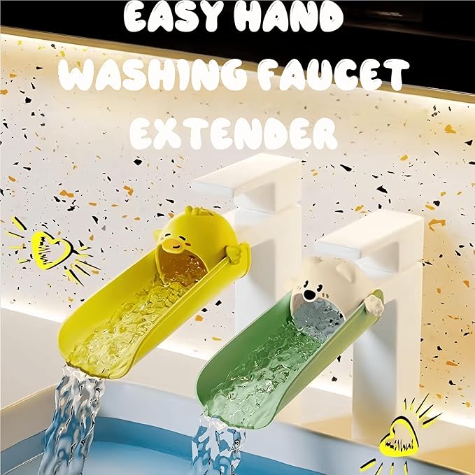 Faucet Extender for Toddlers & Kids – Cute Animal Design, Food-Grade Silicone, Fits Most Bathroom & Kitchen Sinks, Easy Install No Tools Needed (Shape-1)