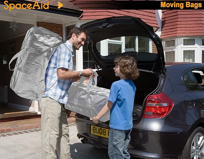 SpaceAid Heavy Duty Moving Bags, Extra Large Storage Totes W/Backpack Straps Strong Handles & Zippers, Alternative to Moving Boxes, Packing & Moving Supplies, Gley (10 Pack)