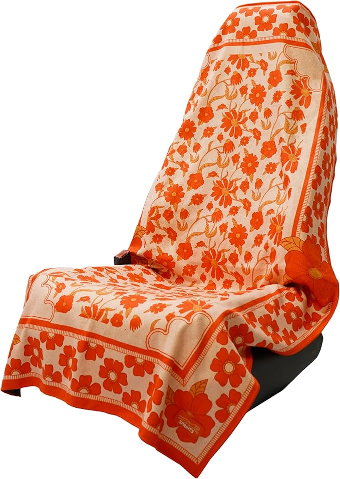 Sprints Athletic Running Towel, Full-Sized, Car Seat Cover - Performance Microfiber (Peaches & Pleasures The Small Kind)