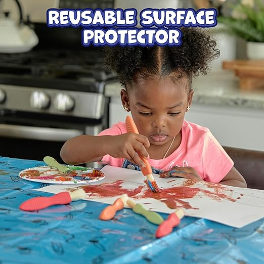 Ready 2 Learn Messy Mat | Protect Tables and Floors While Crafting | Washable High Chair Mat | Waterproof | Reusable and Lightweight | 60”L x 60”W