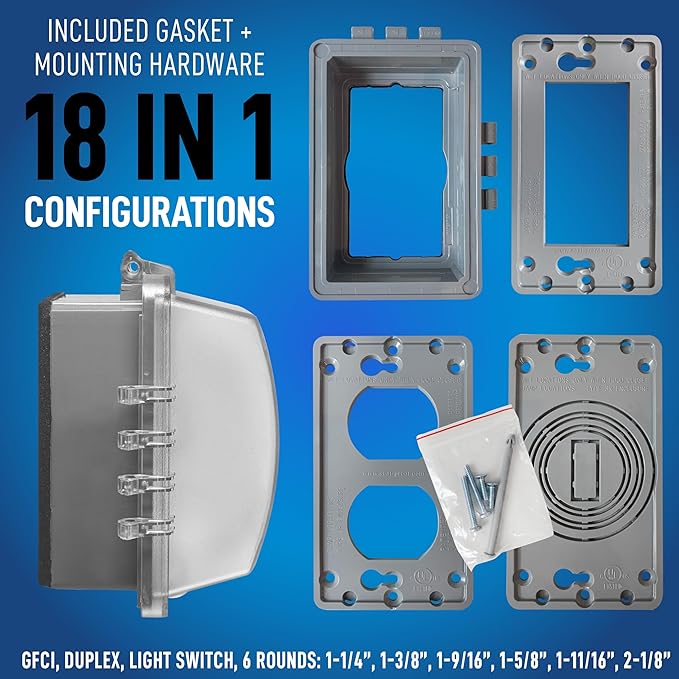 Sealproof Deep Base for Vinyl Siding and Recessed Surfaces While In Use Lockable 1-Gang Outdoor Exterior Outlet Cover | Horizontal/Vertical Weatherproof Extra Duty Bubble Cover