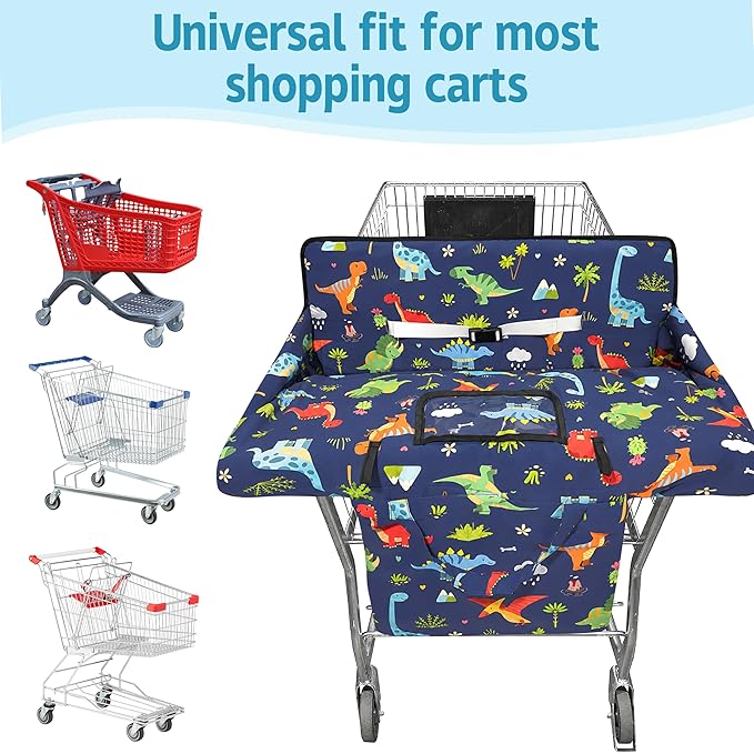 Shopping Cart Cover for Baby,2-in-1 High Chair Cover Soft,Portable, and Machine Washable,Comfortable Cotton Seat Pad with Safety Harness and Portable Cloth Bag,Fits All Supermarkets and Restaurants