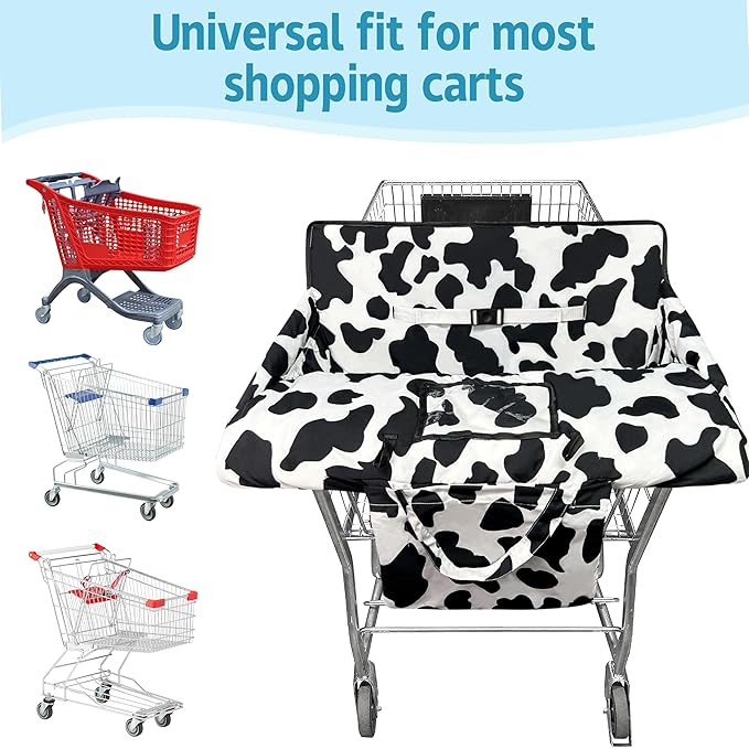 Shopping Cart Cover for Baby,2-in-1 High Chair Cover Soft,Portable, and Machine Washable,Comfortable Cotton Seat Pad with Safety Harness and Portable Cloth Bag,Fits All Supermarkets and Restaurants