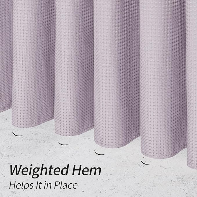 MitoVilla Purple Waffle Fabric Shower Curtain, Heavy Waffle Weave Textured Shower Curtains for Modern Luxury Bathroom Decor, Weighted Hotel Spa Shower Curtain, 72 x 72, Lavender
