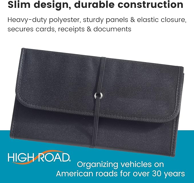 High Road Glove Box Organizer - Insurance and Registration Holder for Car Documents and Paperwork - Expandable Front Seat Organizer with Card Pockets