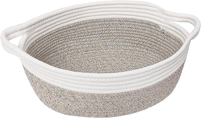 Goodpick Small Woven Baskets for Organizing, Dog Toy Basket, Storage Baskets with Handles, Gift Cute Basket for Decor 12"X 8" X 5" Mixed Brown