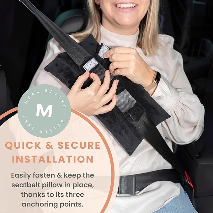 MOYOAMA Seat Belt Pillow Post Surgery- Seatbelt Pillows for Post-Surgery, Chemo Port Pillow for Seat Belt, Port Pillows for Chemo Patients Seatbelt, Seatbelt Cushion for Heart Surgery Recovery Gifts