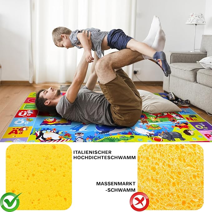 QUOKKA Baby Mat for Floor Play for Babies 6-12 Months – Super Soft Baby Floor Play Mat for Toddlers 1-3 – Extra Thick Medium Plush Rug for Nursery – Padded Foldable Activity Infant Playroom Carpet