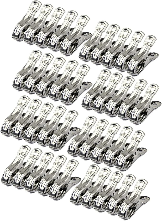 FOMMEN Row Cover Clips 40 Pack 2.2 Inch Stainless Steel Clothes Pins,Towel Clips Beach Towel,Garden Clips,Greenhouse Clamps