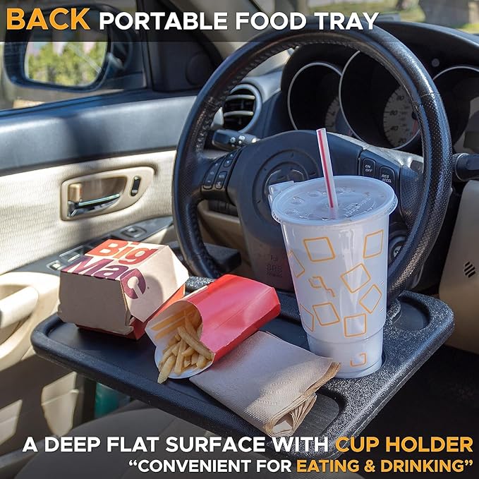 EcoNour Steering Wheel Desk Tray Compatible for Honda CRV 2023-2026 | Car Laptop Mount Tray with Pen Holder | Food & Drink Holder | Multipurpose Travel Car Accessories