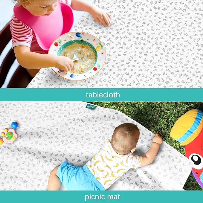 Biloban Baby Splat Mat 2 Pack for Under High Chair & Arts & Crafts & Eating Mess, 46 x 42 Inch Waterproof and Washable Spill Mat, Anti-Slip Floor Protector