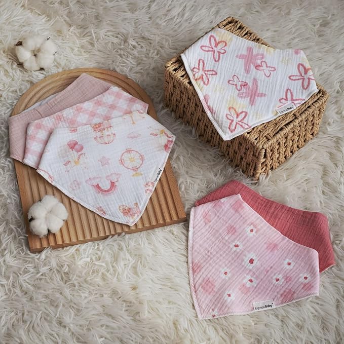 egmao baby Muslin Bibs for Drooling and Teething,10 Pack Drool Bibs for Boys Girls,100% Cotton Soft for Infant,Newborn