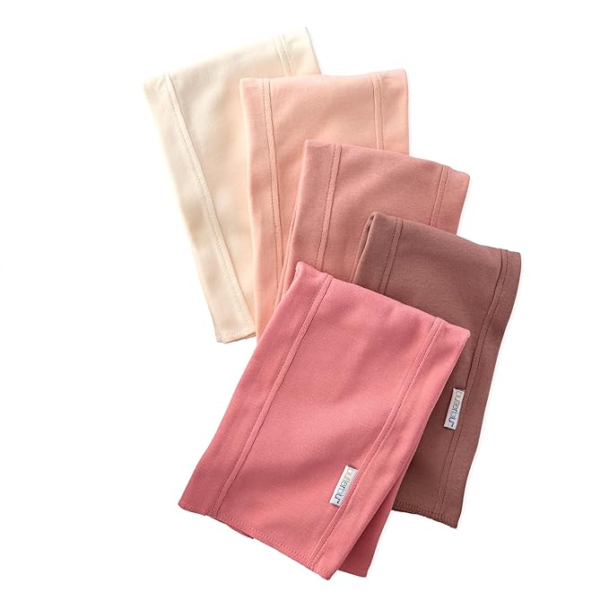 Butterblu Bailey 5-Pack Burp Cloths 100% Organic Cotton Knit for Newborn & Baby Boys & Girls, Sunset, One Size