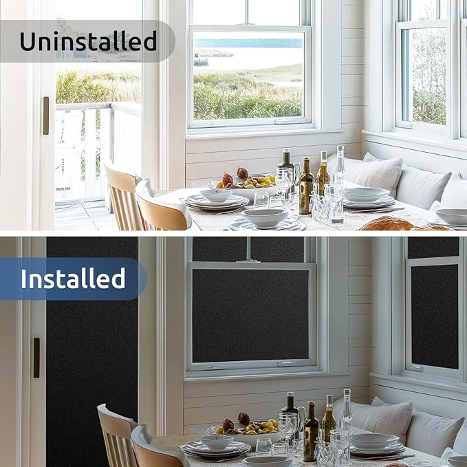 rabbitgoo Blackout Window Film, Sun Heat Blocking Privacy Cover for Glass, Removable Opaque Room Darkening Dark Black Out Window Covers Tint Shades for Home Day Sleep Light Blocker 29.5 x 157 Inches