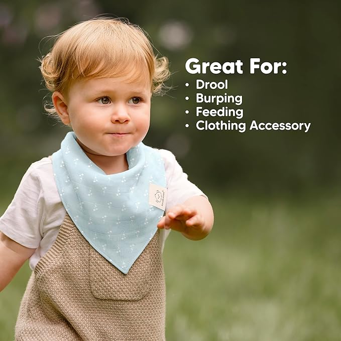 8-Pack Muslin Baby Bibs for Boys, Girls - Muslin Bandana Drool Bibs for Baby Girl & Boy, Drooling Newborn, Teething Toddler, Infant 0-36 Months, 100% Cotton Extra Absorbent & Soft(Wild Bloom)