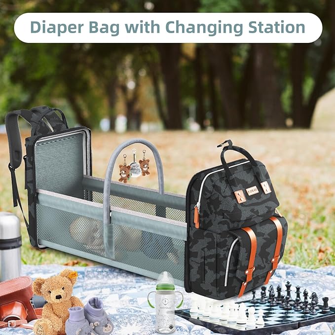 ISMGN Diaper Bag Backpack with Changing Station, Large Diaper Bag, Baby Bag, Multifunctional Diaper Bag, CAMO