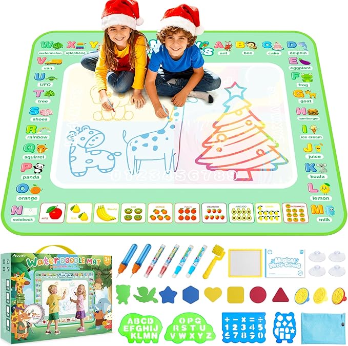 Water Doodle Mat 40 X 32 Iches Mess Free Coloring Magic Drawing Mat Toddlers Educational Kids Toys,Birthday Christmas Gifts for 3 4 5 6 7 8 Years Old Boys Girls