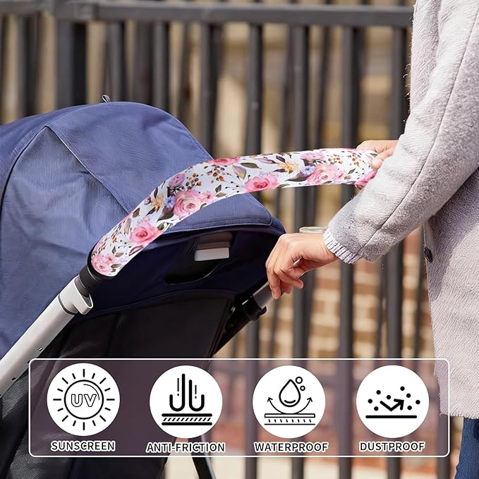 Stroller Handle Cover,Stroller Handlebar Cover,2 Pack Pushchair Armrest Sleeve Handle Protector Covers,Universal Protective Case for Pram Strollers Grip Bar,Stroller Accessories Essentials