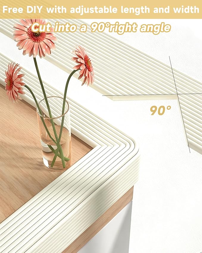 11.8''W Extra-Wide Edge Protector, 6.56FT 0.79''Th Baby Proofing Corner Guards, Safety Furniture Bumper, Pre-Taped, Thick Soft Rubber Foam Padding for Fireplace Table Stair Cabinet (Beige)