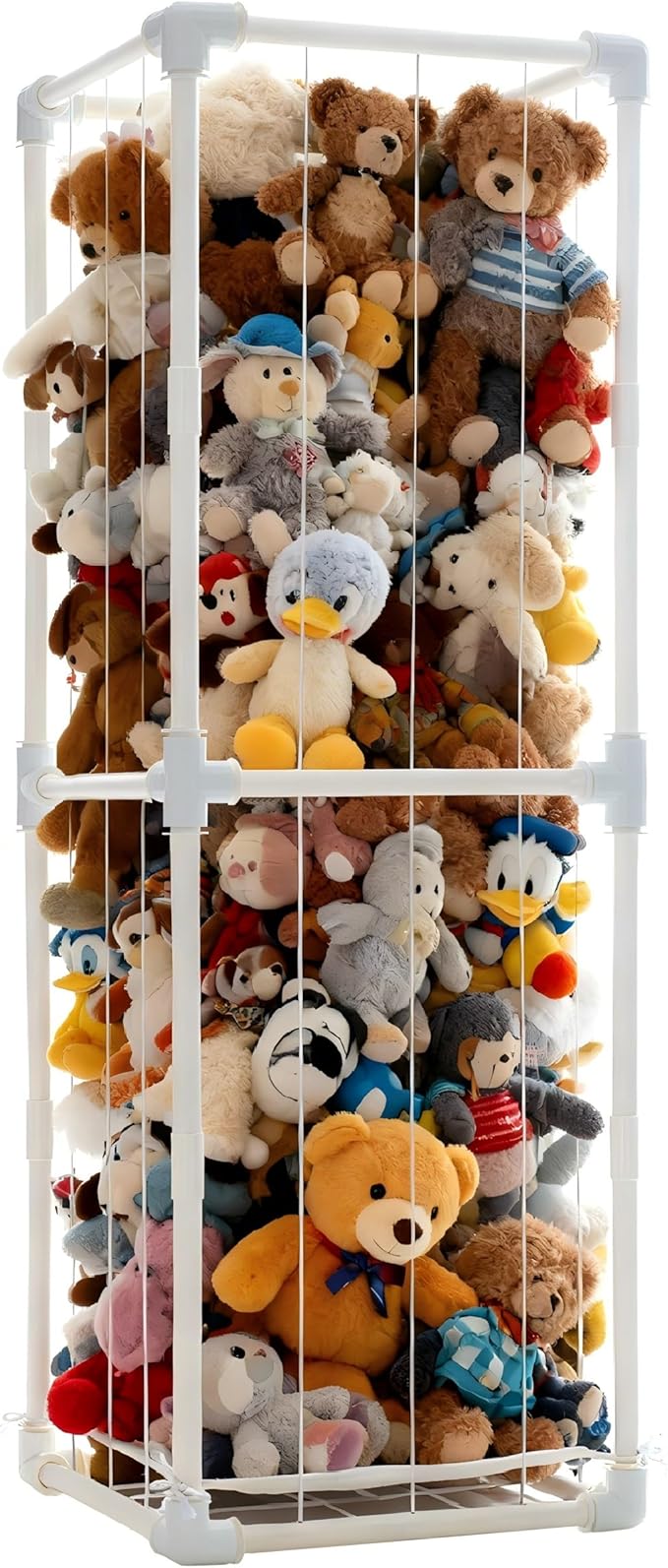 puheca Large Stuffed Animal Storage Organizer, Creative PVC Stuffed Animals Storage Zoo Cage, Vertical Space Saving Large Capacity Plush Toy Zoo Holder for Kidroom Playroom-White