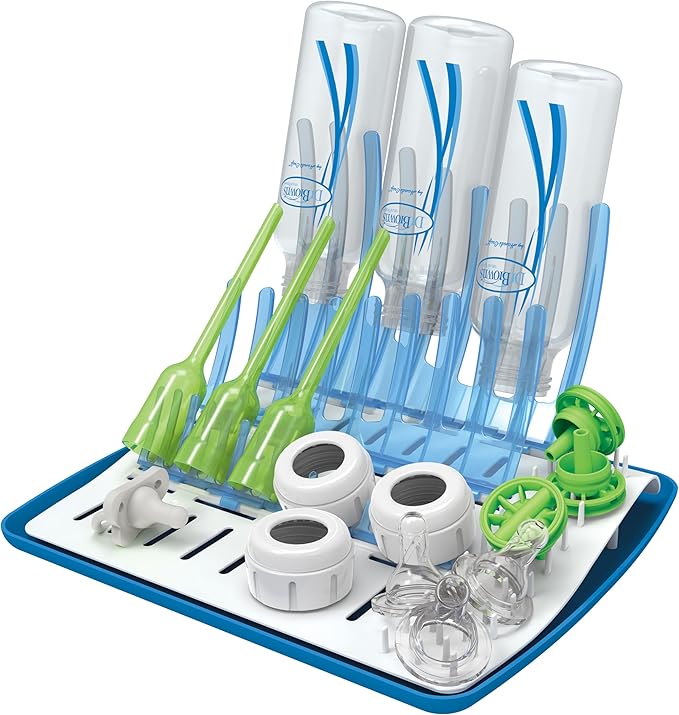 Dr. Brown's Folding Baby Bottle Drying Rack for Easy Storage - Dry Nipples,Pacifiers and Other Baby Essentials,BPA Free,(Pack of 6)
