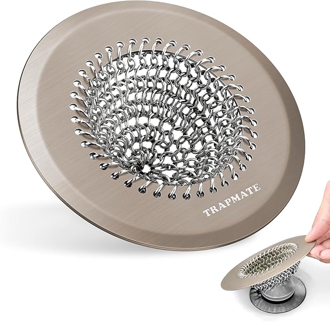 Reversible Shower Drain Hair Catcher, Prevent Clogging Bathtub Drain Cover, Fast Drainage & Easy Clean Tub Drain Hair Catcher for Regular & Pop-up Drain (Brown)