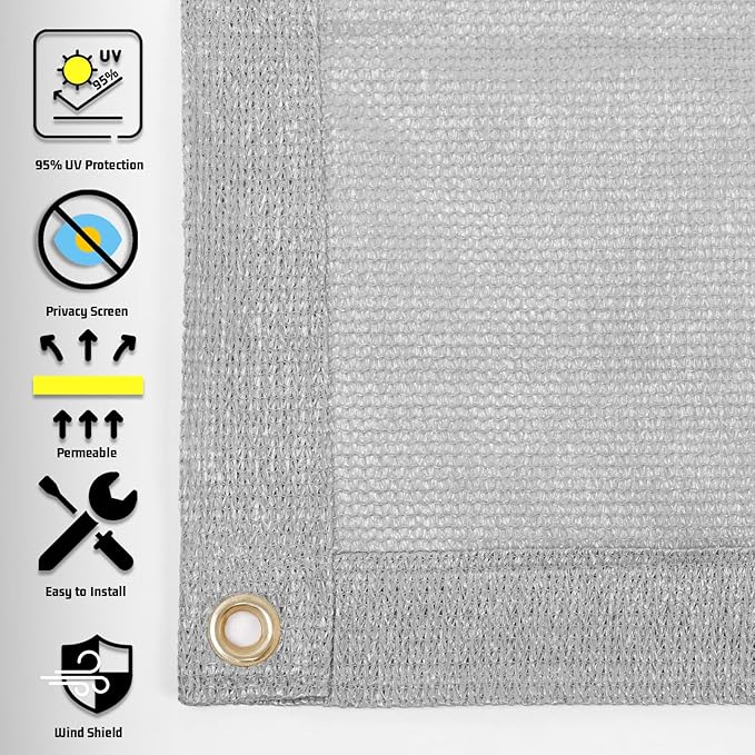 SUNNY GUARD Shade Cloth Custom Size 6x19 FT Sun Shade Screen Fabric Shade Cover Tarp with Grommets for Pergola Backyard Garden, Light Grey(We Customized)