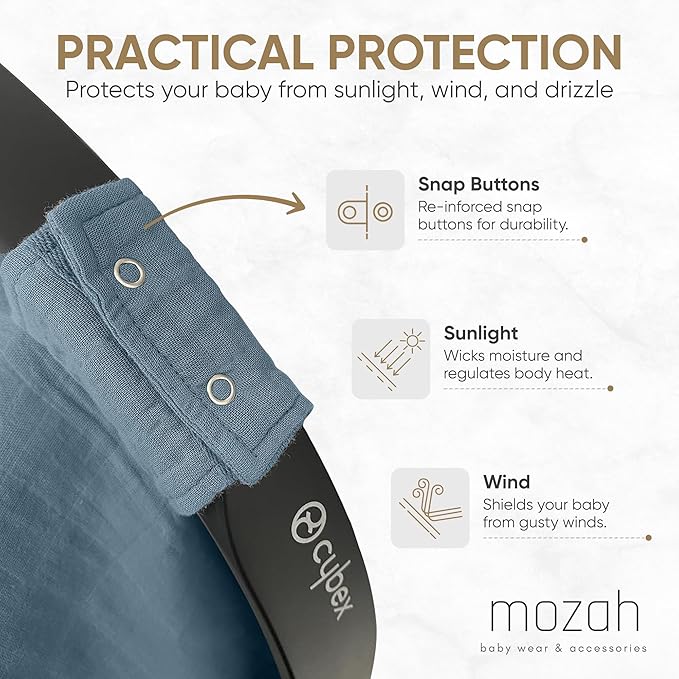 MOZAH Baby Car Seat Cover, Versatile Nursing Cover, Infant Car Seat Protector, Breathable Organic Cotton Muslin, Essential Newborn and Nursery Must-Haves, Unisex, Blue Mirage