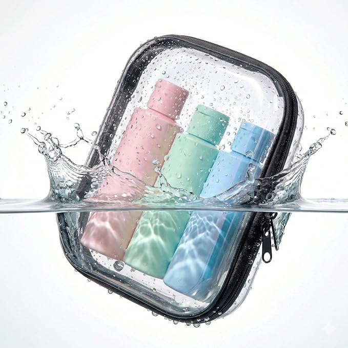 Travel Toiletry Bag for Men,Clear Hard Shell Zipper Case,2pcs Large Capacity Portable Toiletry Organizer Dopp Kit Water-Resistant Shaving Bag For Toiletries Accessories,Makeup Cosmetic Bag For Women
