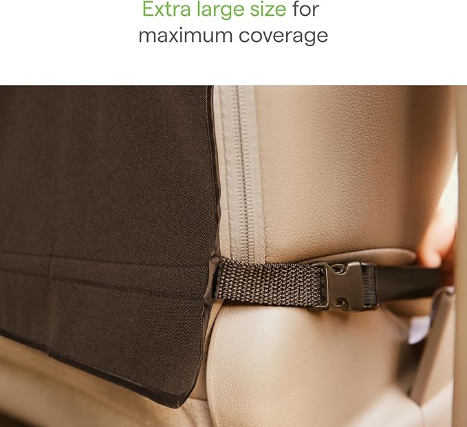 Munchkin® Back Seat Cover for Kids, Deluxe Kick Mats™ Car Seat Protector, Black, 2 Pack