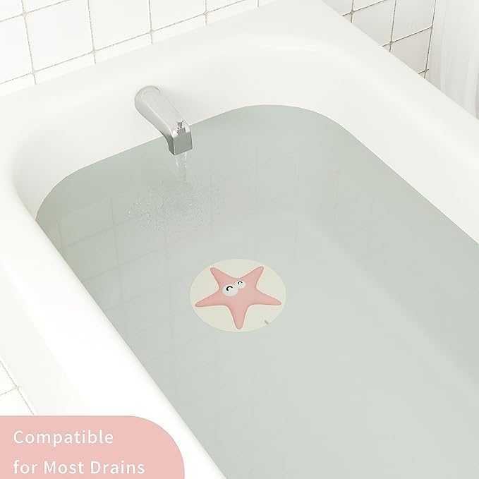 Bathtub Drain Stopper Cover - Silicone Bath Tub Stopper, Shower Drain Stopper, Drain Cover, Flat Drain Plug for Kitchen, Bathtub and Laundry, Cute Bathroom Accessories, 6 Inches, Pink