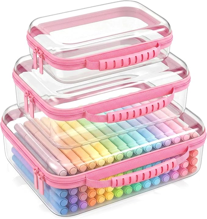 Large Toy Storage Bags with Handle,Clear Hard Shell Zipper Case, 3 Pcs Travel Toiletry Bag,Waterproof toys storage and Organizer Bags for Puzzles,Diapers,Cosmetics,Reusable Organizer Pouch