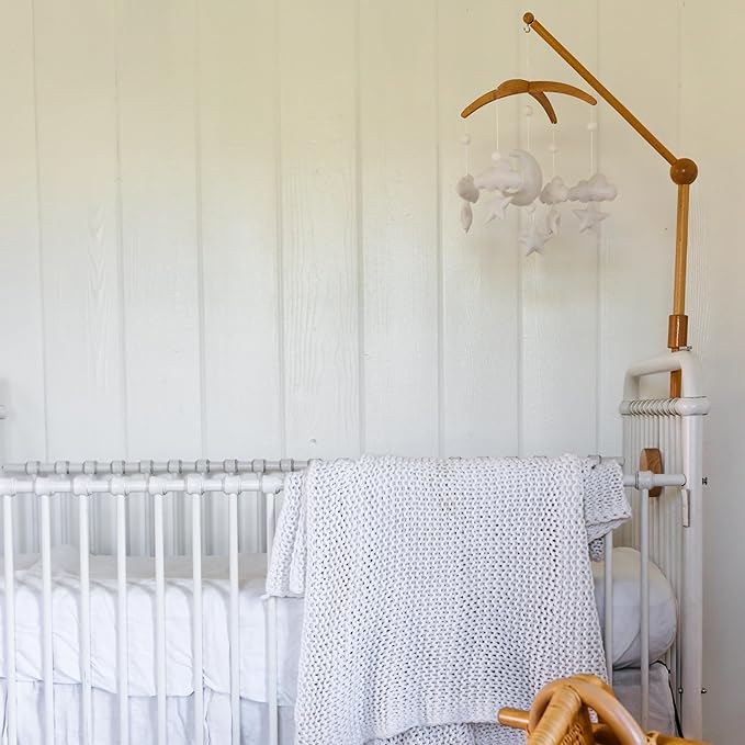 Baby Crib Mobile – Wooden Hanging Nursery Baby Mobile for Crib, Nursery Decor for Boys & Girls, Perfect Shower Gift (Moon, Cloud, & Stars, Foldable) Also Fits Bassinets, Sorrel + Fern