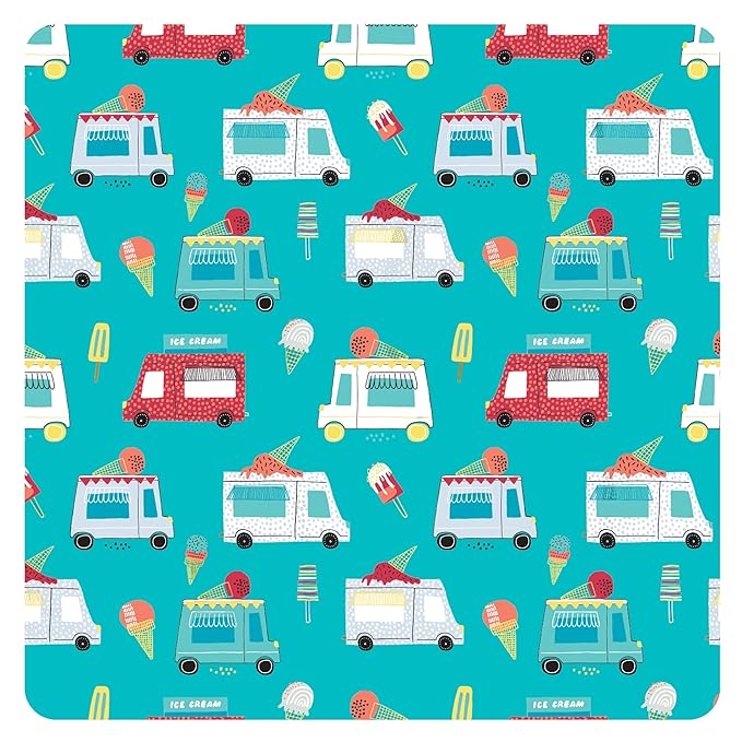 BapronBaby Ice Cream Truck Splash Mat - Waterproof Catch-All for Under High Chairs, Floors, Tables, Playtime or Arts & Crafts - Machine Washable - 45" x 45”